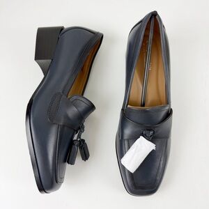 Easy Spirit Drew eFlex Block Heel Loafers Womens 7.5M Dark Blue Leather NEW